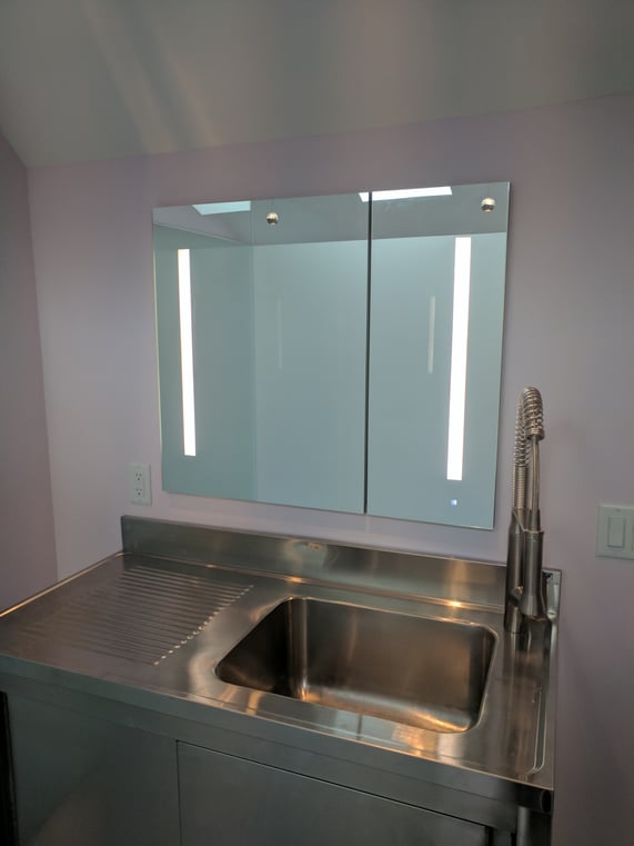 Stainless Vanity, Renovation, Remodeling, REEF builders, Cape Cod Builder